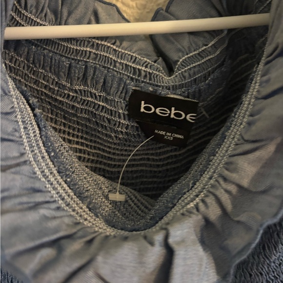 bebe Navy Ruffled Blouse - Picture 2 of 4